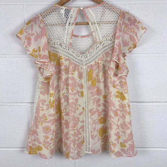 Anthropologie HD in Paris fluttered Flores lace blouse floral preppy size 4 - Picture 5 of 5